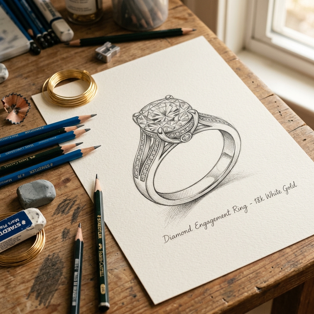 Hand-Drawn Jewelry Sketch - Rashova Diamonds Nepal
