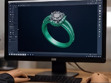 3D CAD design modeling for custom diamond ring