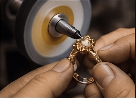 Jewellery polishing wheel and rhodium finishing process
